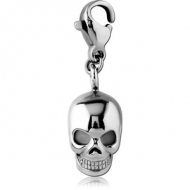 SURGICAL STEEL CHARM WITH LOBSTER LOCKER - SKULL