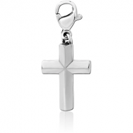 SURGICAL STEEL CHARM WITH LOBSTER LOCKER - CROSS