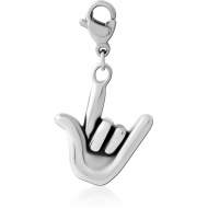 SURGICAL STEEL CHARM WITH LOBSTER LOCKER - LOVE SIGN