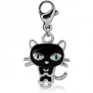 SURGICAL STEEL JEWELLED CHARM WITH LOBSTER LOCKER - CAT