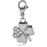 SURGICAL STEEL JEWELLED CHARM WITH LOBSTER LOCKER - SHAMROCK