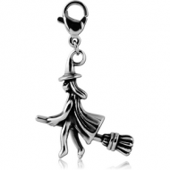 SURGICAL STEEL CHARM WITH LOBSTER LOCKER - WITCH