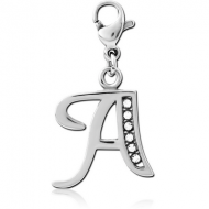 SURGICAL STEEL JEWELLED CHARM WITH LOBSTER LOCKER - A