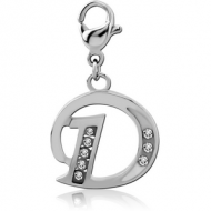 SURGICAL STEEL JEWELLED CHARM WITH LOBSTER LOCKER - D