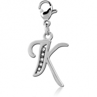 SURGICAL STEEL JEWELLED CHARM WITH LOBSTER LOCKER - K