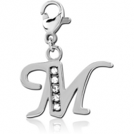 SURGICAL STEEL JEWELLED CHARM WITH LOBSTER LOCKER - M