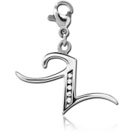 SURGICAL STEEL JEWELLED CHARM WITH LOBSTER LOCKER - N