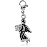 SURGICAL STEEL JEWELLED CHARM WITH LOBSTER LOCKER - CUPID