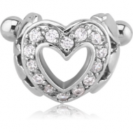 SURGICAL STEEL JEWELLED CARTILAGE SHIELD - HEART PIERCING