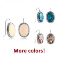 SURGICAL STEEL SYNTHETIC MOTHER OF PEARL MOSAIC EARRING - ELLIPSE