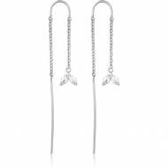 SURGICAL STEEL CHAIN JEWELLED EARRINGS PAIR