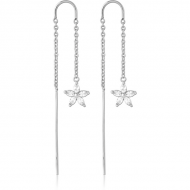 SURGICAL STEEL CHAIN JEWELLED EARRINGS PAIR