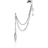 SURGICAL STEEL EAR CUFF CHAIN WITH FEATHER AND ARROW