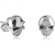 SURGICAL STEEL EAR STUDS PAIR - SKULL