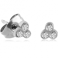 SURGICAL STEEL SWAROVSKI CRYSTAL JEWELLED EAR STUDS PAIR