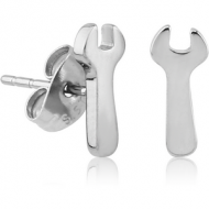 SURGICAL STEEL EAR STUDS PAIR - WRENCH