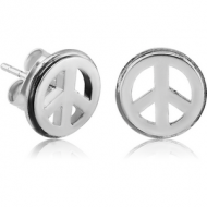 SURGICAL STEEL EAR STUDS PAIR - PEACE SIGN