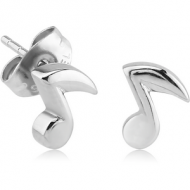 SURGICAL STEEL EAR STUDS PAIR - MUSIC NOTE