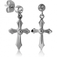 SURGICAL STEEL EAR STUDS PAIR - CROSS