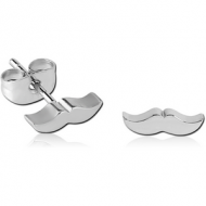 SURGICAL STEEL EAR STUDS PAIR - MUSTACHE