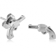 SURGICAL STEEL EAR STUDS PAIR - GUN