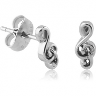 SURGICAL STEEL EAR STUDS PAIR - MUSIC NOTE