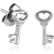 SURGICAL STEEL EAR STUDS PAIR - KEY