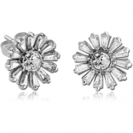 SURGICAL STEEL JEWELLED EAR STUDS PAIR - FLOWER