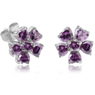 SURGICAL STEEL JEWELLED EAR STUDS PAIR - FLOWER