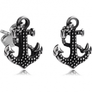 SURGICAL STEEL EAR STUDS PAIR - ANCHOR