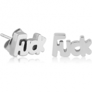 SURGICAL STEEL EAR STUDS PAIR - FUCK