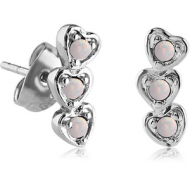 SURGICAL STEEL SYNTHETIC OPAL EAR STUDS PAIR