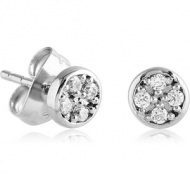 SURGICAL STEEL JEWELLED EAR STUDS PAIR