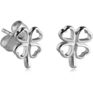 SURGICAL STEEL EAR STUDS PAIR - SHAMROCK