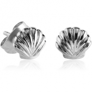 SURGICAL STEEL EAR STUDS PAIR - SEASHELL