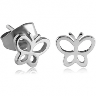 SURGICAL STEEL EAR STUDS PAIR - BUTTERFLY