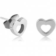 SURGICAL STEEL EAR STUDS PAIR - HEART