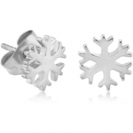 SURGICAL STEEL EAR STUDS PAIR - SNOWFLAKE