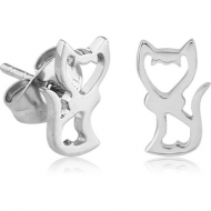 SURGICAL STEEL EAR STUDS PAIR - KITTY
