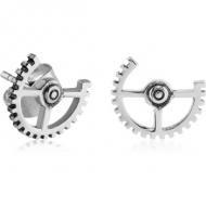 SURGICAL STEEL EAR STUDS PAIR - OPEN WHEEL