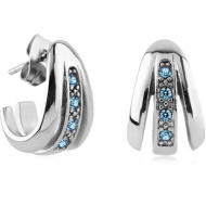 SURGICAL STEEL JEWELLED EAR STUDS PAIR - BUTTERFLY