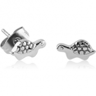 SURGICAL STEEL EAR STUDS PAIR - TURTLE