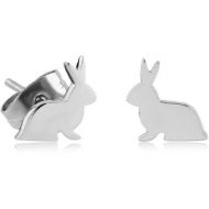 SURGICAL STEEL EAR STUDS PAIR - RABBIT