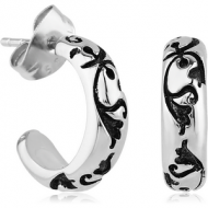 SURGICAL STEEL EAR STUDS PAIR - HOOP FILIGREE