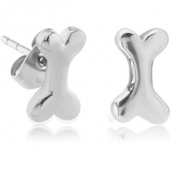 SURGICAL STEEL EAR STUDS PAIR - BONE