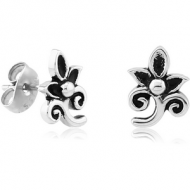 SURGICAL STEEL EAR STUDS PAIR - FILIGREE FLOWER