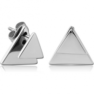 SURGICAL STEEL BACK EARRINGS WITH STUD PAIR - TRIANGLE