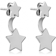 SURGICAL STEEL BACK EARRINGS WITH STUD PAIR - STARS