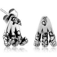 SURGICAL STEEL BACK EARRINGS WITH STUD PAIR - CLAW