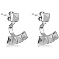 SURGICAL STEEL BACK EARRINGS WITH STUD PAIR - PYRAMID